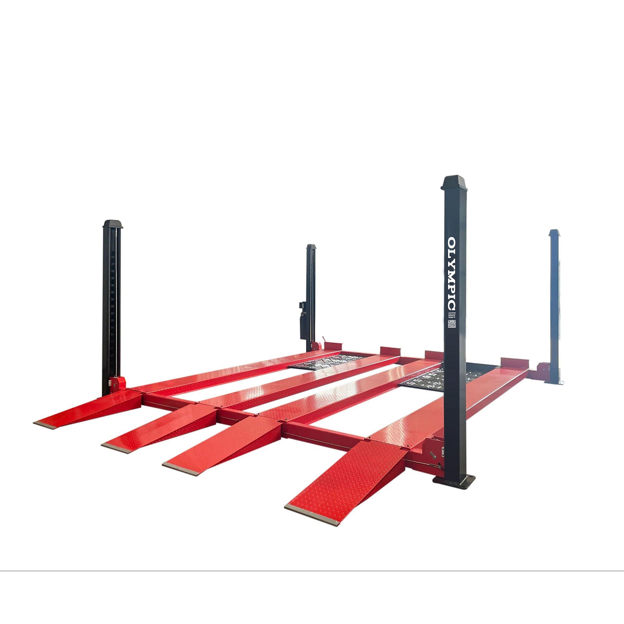 Model: Olympic 4PXW-10 / 10,000-lb XL 4-Post Lift / Extended Runways / 10-Year Warranty
